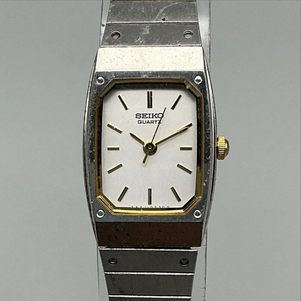 Vintage Seiko Womens Watch 17mm Two Tone Octagon Adjustable Band 7321-5260